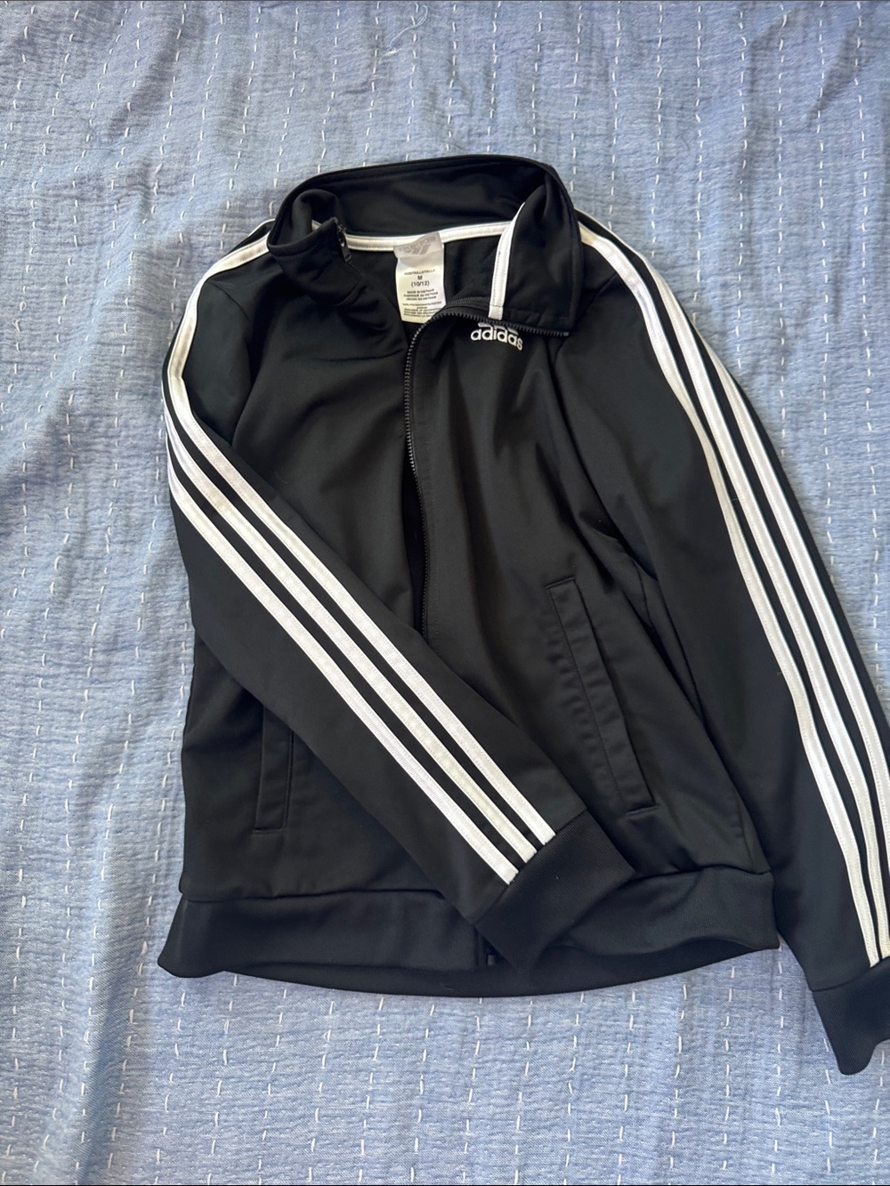 Black Jacket with White Three-Stripes Boys 10-12 l